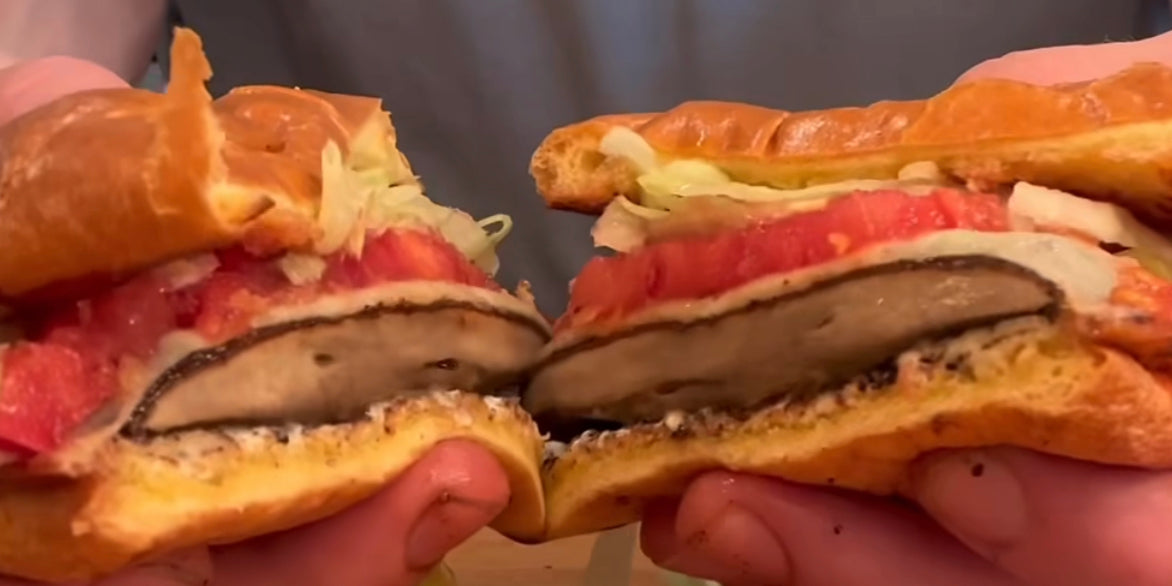 Smoked Portabella Mushrooms Smash Burgers