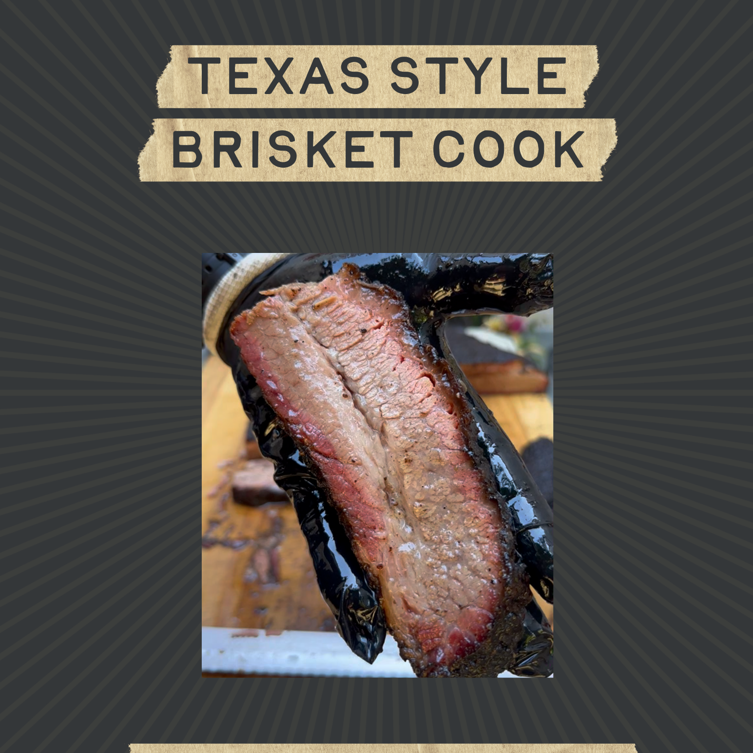 The cover image of a Rolling Bones Barbecue playbook, which is a detailed barbecue cooking guide. This guide is entitled "Texas Style Brisket Cook: Your Guide to Better Brisket"